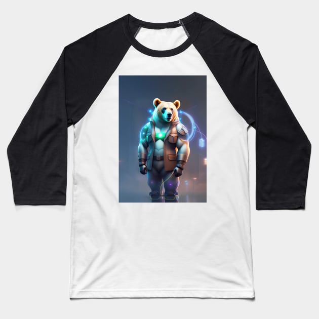 Hacker Bear Baseball T-Shirt by Ginta Art Abstract 